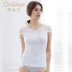 Ou Difen Camisole 2018 New Womens Short Sleeve Top Sexy Lace Collar Slim Joker Vest XV8705 Black M