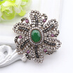 Vintage Turkish Brooch For Women Antique Gold Color Hollow Round Flower Broches Brooches Ethnic Jewelry Ladies Hijab Lapel Pins