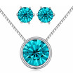 Austrian Crystal Round Pendant Necklace Stud Earrings Set For Women Jewelry Set MotherS Gift
