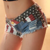 MeiLeiya 388 new summer womens low waist denim shortssexy beach hot pants night shop female broken hole shortsFlag style