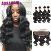 Body Wave Human Hair Products With 13X4 Frontal 4 Bundles Brazilian Virgin Hair Extensions Natural 1b black color Wholesale price