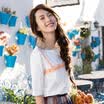 INMAN Womens T-Shirt Loose Mid-Sleeve Embroidered Fringe T-Shirt