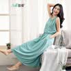 INMAN 2018 summer new style temperament small fresh self-cultivation sleeveless vest dress long skirt 18821VP03750 lake water blue XL