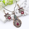 New Style Turkish Jewelry Sets Flower Resin Earrings Pendant Necklace Women Color Rhinestone Ethnic Jewelry Indian Ladies Bijoux