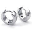 Hpolw Mens Womens Stainless Steel Classic Plain Cambered Stud Huggie Hoop Earrings Set Silver