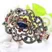 Vintage Turkish Women Resin Hollow Flower Bangle Bracelet Rhinestone Cuff Jewelry Ethnic Cryst Bangle Wedding Pulseiras Feminino