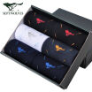 Seven wolves socks mens cotton tube sweat-absorbent breathable business casual cotton socks 6 double boxed fashion jacquard code