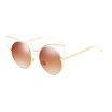Cat eye Sunglasses Women round lens HD mirror metal female fashion sun glasses party travel shopping accessory UV400