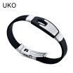 UKO Hollow Bracelet Men Jewelry Stainless Steel Silicone Chain Souvenirs&gifts for Male 21cm