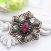 Exhibition Style Women Flower Resin Brooch Pins Antique Gold Color Vintage Jewelry Turkish Ethnic Hijab Scarf Broches Pins