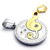 Hpolw Charms Crystal Jewelry Mens Womens Couples Moon Music Silver&Gold Stainless Steel Pendants"Love" Necklace