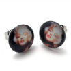 Hpolw 2pcs Stainless Steel Marilyn Monroe Round Stud Earrings 1 Pair