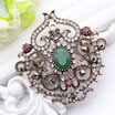 Vintage Women Turkish Flower Brooch Pin Resin Jewelry Rhinestone Brooches Broches Arabia Paisley Pattern Lapel Hijab Pin Corsage