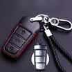Huashi public key package leather key bag buckle set car accessories B section folding three keys black black line