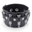 Hpolw Wide Bullet Leather Mens Bangle Cuff Bracelet Punk Rock Fits 75" to 85" Black