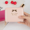 Korean fresh&simple bow ladies coin purse bag zipper mini women wallet card package short paragraph
