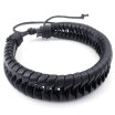 Hpolw Mens Leather Bracelet 7-9 inch Adjustable Braided Cuff Bangle Black