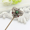Vintage Turkish Women Hollow Vines Flower Hair Clasp Resin Jewelry Retro Gold Color India Hair Sticks Arabia Bride Bun Hairpin