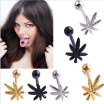 3PC Hot Stainless Steel Leaf Tongue Nail Black Gold Leaf Tongue Piercing For Women Girls Fashion Tongue Piercing Jewelry