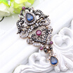 Classic Turkish Vintage Hanging Brooch For Women Ethnic Jewelry Antique Gold Color Multicolor Rhinestone Brooches Broches Gift