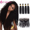 Brazilian Deep Wave Lace Frontal Closure With Bundles Brazilian Curly Virgin Hair With Frontal Closure Deep Wave With Closure