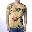 Mens O-neck Tops Flower And Leaves Print Pullover T-Shirts