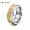 Top Quality Men or Women Jewelry Stainless Steel Ring Gold Plated White Crystal Fashion Rings Wedding Band