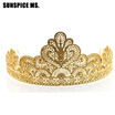 New Arrive Gold Flower Bridal Crown Rhinestone Tiaras Women Wedding Hair Jewelry Accessories Beauty Queen Stage Tiaras Gift