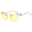 SHAUNA Unique Pin Sharp Bridge Women Rimless Cat Eye Sunglasses Fashion Men Transparent Pink Lens Shades UV400