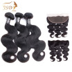 JSDshine Brazilian 3 Bundles Body Wave with Lace Frontal 13x4 Closure Free Part Virgin Human Hair Weave Body Wave with Closure