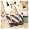 SMOOZA Moda Rayas Casual Tote Mujeres Bolso de la Lona Hombro Ocasional Bolsas de Compras Playa Cremallera Bolsa Grande Sac A Bolsas Principales