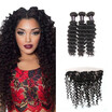 Ishow Best Selling Malaysian Deep Wave With Lace Frontal 7A Malaysian Virgin Hair 3 Bundles With 134 Lace Frontal
