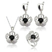EIOLZJ Flower Dark Blue Cubic zirconia Silver Plated Jewelry Sets for Women Four Colors Available Free Jewelry Box