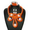 Handmade Orange Pink African Wedding Beads Jewelry Set Owl Style Dubai Crystal Beaded Necklace Bracelet Earrings Set For Women