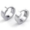 Hpolw Mens Stainless Steel Classic Plain Huggie Hinged Hoop Earrings Silver