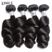 9A Indian Virgin Hair Loose Wave 100 Human Hair Weaves 4 Bundles Natural Black Color Indian Loose Wavy Curly Remy Hair Extensions