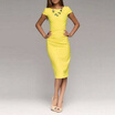 2018 Summer Ladies Sexy Fashion O Neck dress Pencil Slim Business Solid Party Cocktail Dress Womens bag hip dress