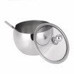 High-end Durable Stainless Steel Sugar Bowl with Lid&Sugar Spoon Versatile Seasoning Container