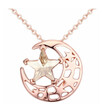 Star And Moon Pendant Necklace MADE WITH Austrian Crystals From Swa Elements For Women Gift Rose Gold Plated 23547