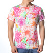 Fashion Mens Short Sleeve Round Neck Pullover Floral Printing T-Shirt