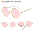 SHAUNA Hexagon Metal Frame Women Square Sunglasses Fashion Double Bridges Men Reflective Lens Glasses