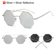 SHAUNA Hexagon Metal Frame Women Square Sunglasses Fashion Double Bridges Men Reflective Lens Glasses
