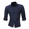 Spring Mens Long Sleeve Striped Shirt