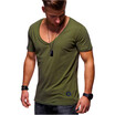 Summer Mens Short Sleeve V-neck Fitness Sport T Shirt