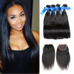 WYF Peruvian Virgin Hair Straight Hair 4 Bundles with Closure 100 Unprocessed Human Hair