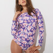 Long Sleeves Women Surf Swimwear Floral One Piece Swimsuit For Diving Swimming Shirt Rash Gard Summer Bathing Suit Beachwear