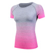 New Gradiet Color Compression T Shirt Running Training Clothes Short