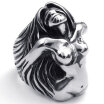 Hpolw men Vintage fashion Stainless Steel Angel Goddess Biker RingQuality guaranteecolorfastsell very wellr Black&Silver