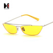 SHAUNA Candy Colors Fashion Women Small Cat Eye Sunglasses Double Bridges Retro Men Red Lens Glasses UV400