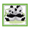 Decdeal 118 106 inches DIY Panda Twins Pattern Cross Stitch Kit with Blank 14CT Canvas Cloth & Cotton Thread Embroidery Cross